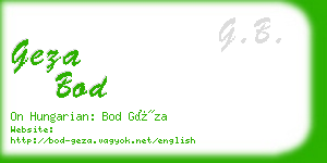 geza bod business card